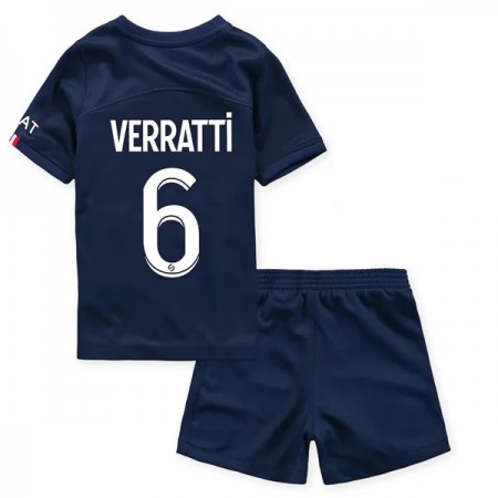 Fotbalový Komplet Paris Saint-Germain Verratti 6 Dětské Domácí 2022-23 Krátký Rukáv (+ trenýrky)